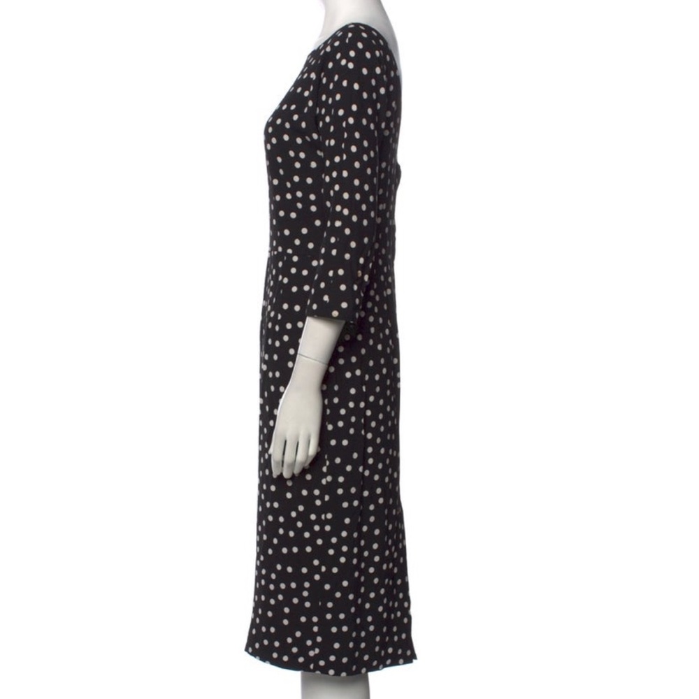Dolce & Gabbana Black Polka Dot Long Sleeve Midi Dress - Picture 3 of 4